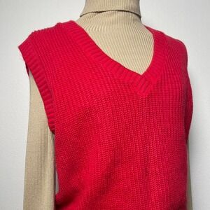 Vintage red V-neck pullover knit sweater vest